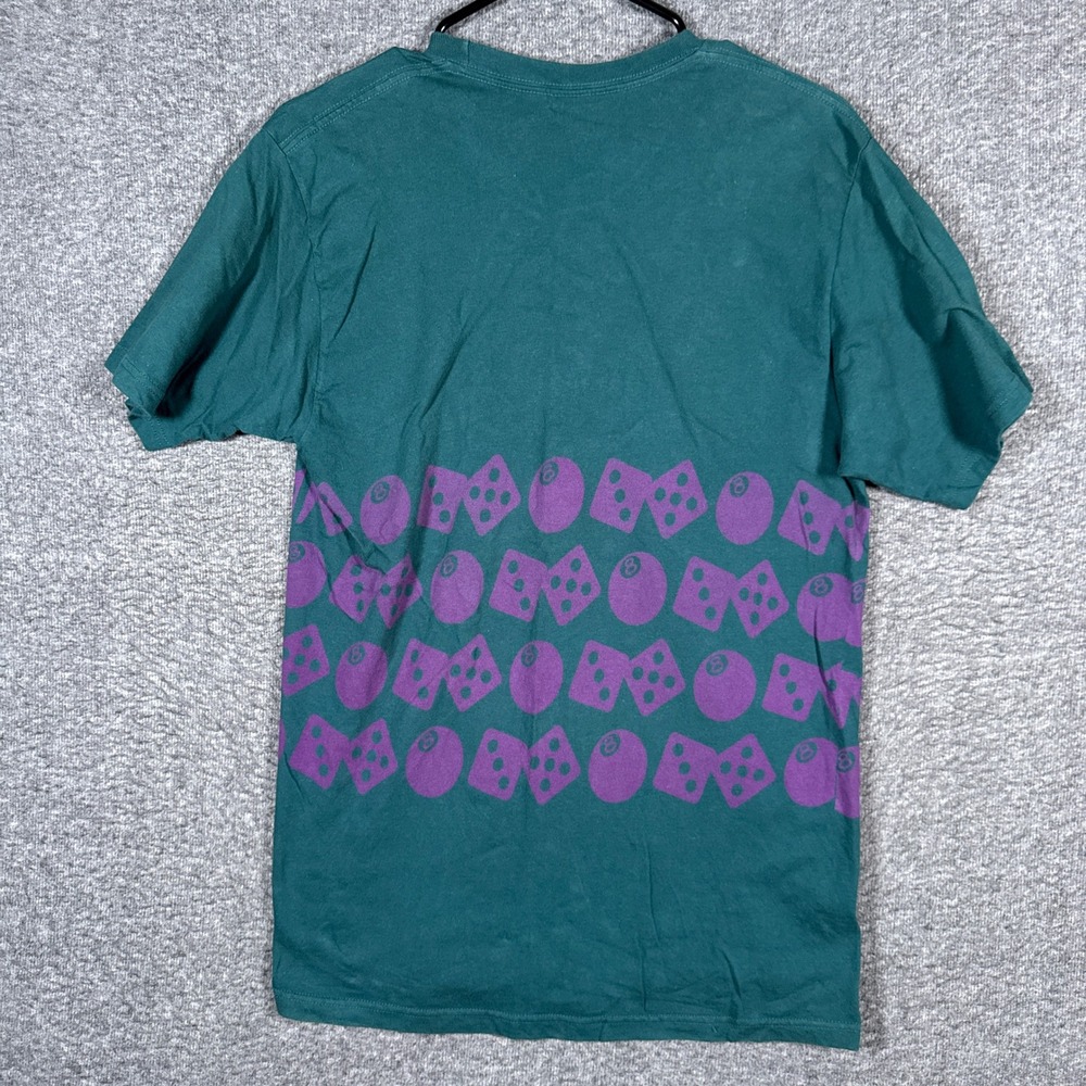 Stussy Shirt Mens Medium Green 8 Ball Dice Graphic‎ N°4 Short Sleeve Tee - Picture 7 of 8